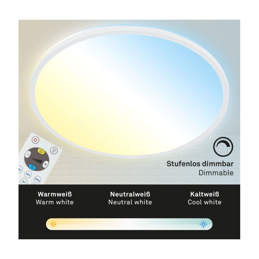 Briloner 7079-016 - Luminária de teto LED dimmerizável SLIM LED/18W/230V 2700-6500K + controlo remoto
