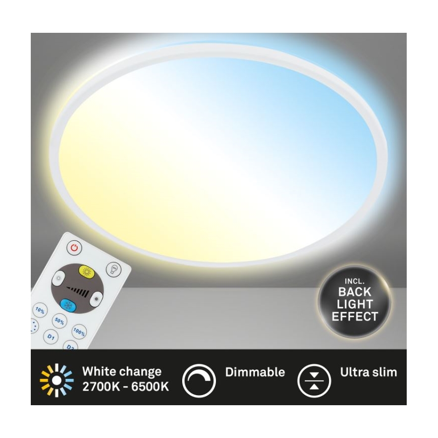 Briloner 7079-016 - Luminária de teto LED dimmerizável SLIM LED/18W/230V 2700-6500K + controlo remoto