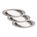 Briloner 7116-432 - CONJUNTO 3x Foco de encastrar de casa de banho LED FLAT IN LED/9W/230V IP23