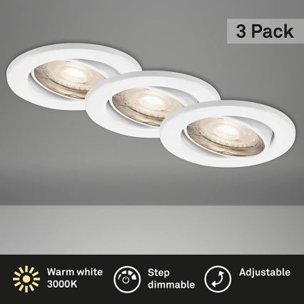 Briloner 7149-036 - CONJUNTO 3xIluminação de casa de banho LED com regulação 1xGU10/5W/230V IP23