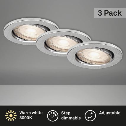 Briloner 7149-039 - CONJUNTO 3xLED Luminária de banheiro dimmerizável 1xGU10/5W/230V IP23