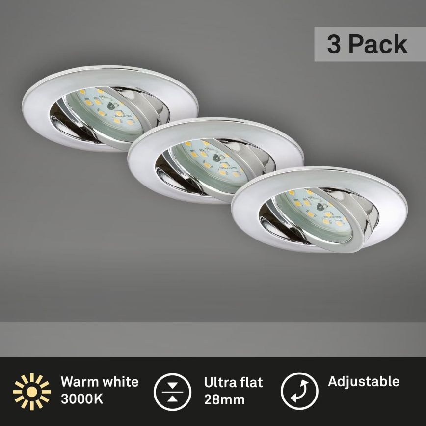 Briloner 7209-038 - CONJUNTO 3x Focos de encastrar LED para casa de banho  LED/5W/230V IP23