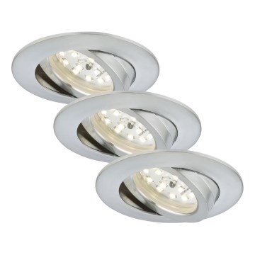 Briloner 7209-039 - Conjunto de 3 luminárias LED de embutir para casa de banho ATTACH LED/5W/230V IP23 cromado mate