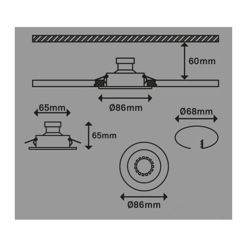 Briloner 7221-032 - CONJUNTO 3x Iluminação embutida de casa de banho LED 1xGU10/3W/230V IP23 cromado mate
