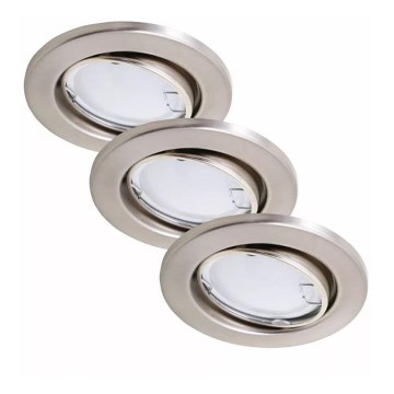 Briloner 7221-032 - CONJUNTO 3x Iluminação embutida de casa de banho LED 1xGU10/3W/230V IP23 cromado mate