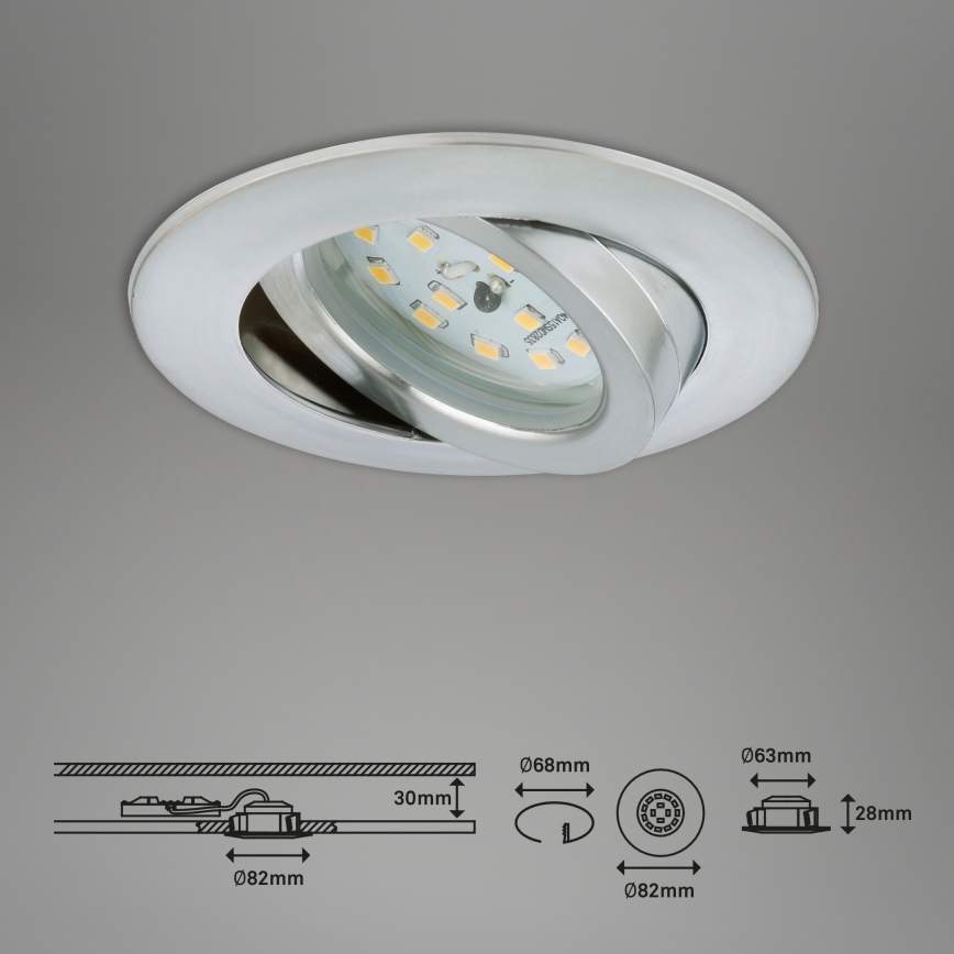 Briloner 7296-019 - Luminária de teto embutida para banheiro com LED dimmerizável LED/6,5W/230V IP23