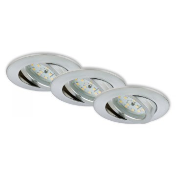 Briloner 7296-039 - Conjunto 3x candeeiros LED encastráveis para casa de banho, dimerizáveis, LED/6,5W/230V 3000K IP23 cromo mate