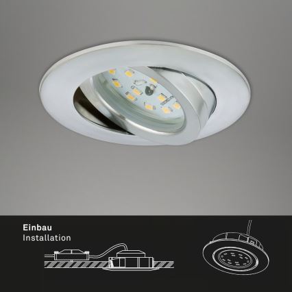 Briloner 7296-039 - Pack de 3 luminárias LED reguláveis de embutir para casa de banho, 1x LED/6,5 W/230 V, 3000 K, IP23, acabamento cromado mate