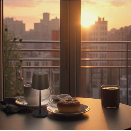 Briloner 7423015 - Lâmpada de mesa exterior recarregável LED regulável LED/2,6W/5V IP44 2000 mAh preta