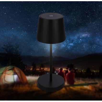 Briloner 7423015 - Lâmpada de mesa exterior recarregável LED regulável LED/2,6W/5V IP44 2000 mAh preta