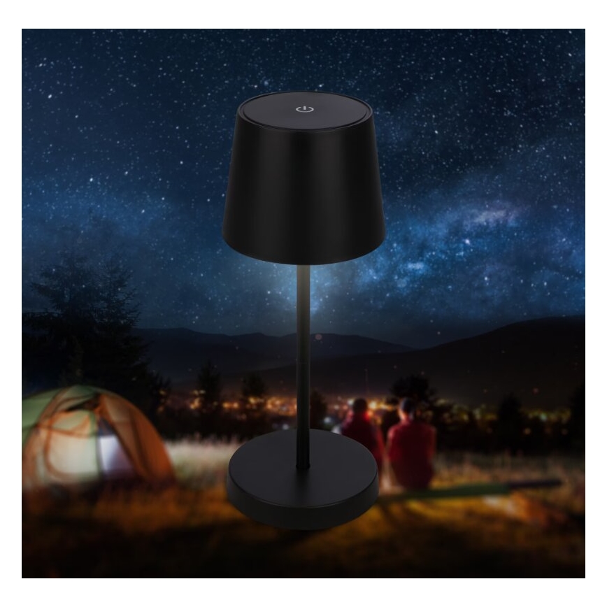 Briloner 7423015 - Lâmpada de mesa exterior recarregável LED regulável LED/2,6W/5V IP44 2000 mAh preta