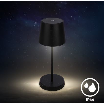 Briloner 7423015 - Lâmpada de mesa exterior recarregável LED regulável LED/2,6W/5V IP44 2000 mAh preta