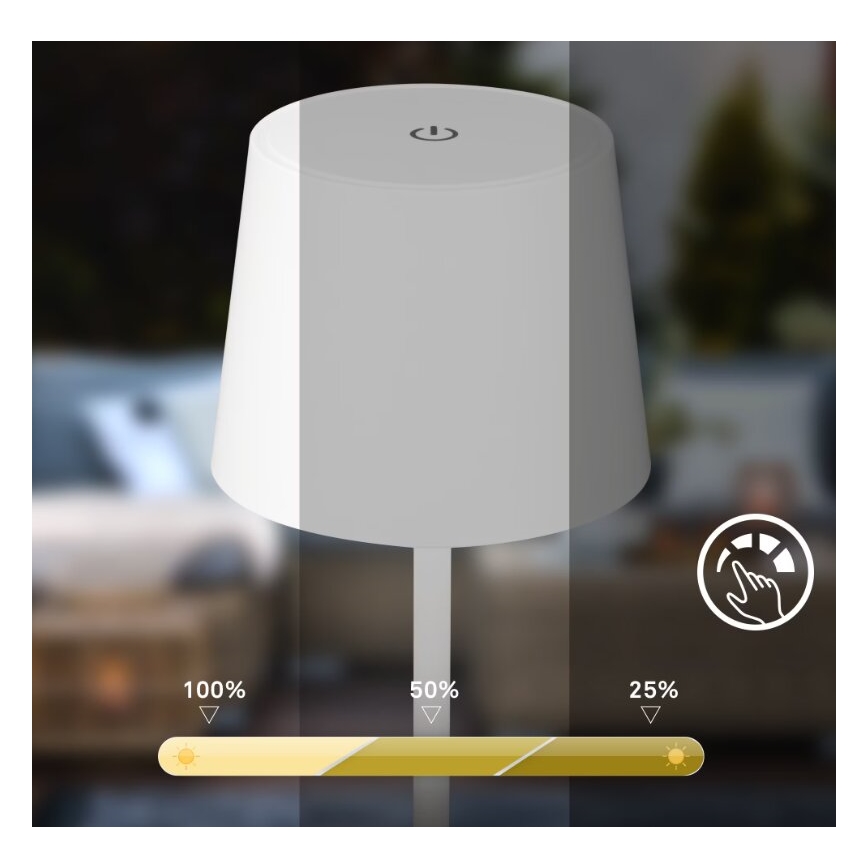 Briloner 7423016 - Lâmpada de mesa exterior recarregável LED regulável LED/2,6W/5V 2000mAh IP44 branca