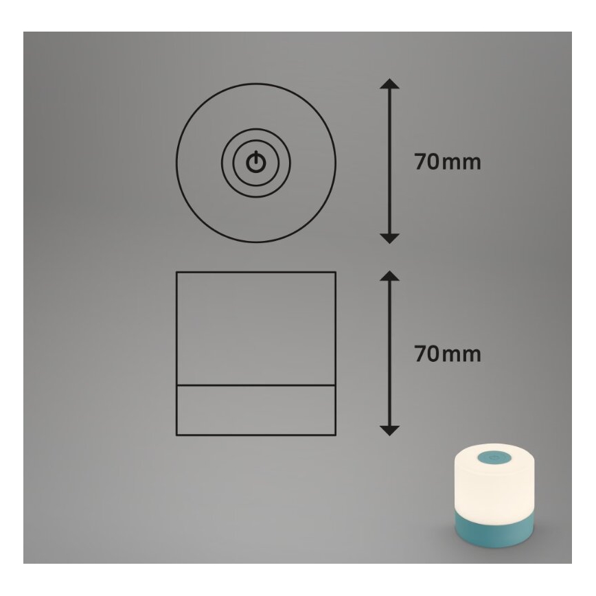 Briloner 7461010 - Lâmpada de mesa exterior recarregável LED regulável LED/2W/5V IP44 1200 mAh azul