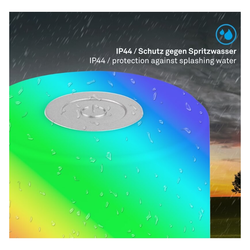 Briloner 7462014 - Lâmpada de mesa exterior recarregável LED RGB LED/1,5W/5V IP44 1200 mAh cromo fosco