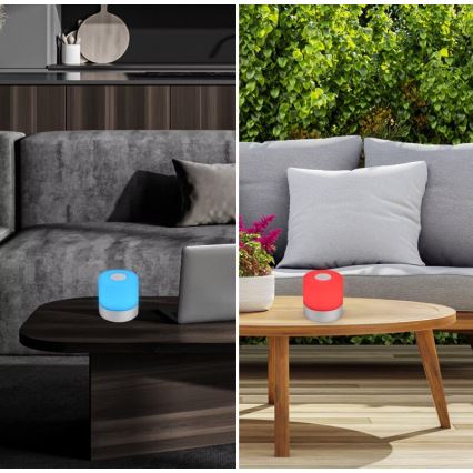 Briloner 7462014 - Lâmpada de mesa exterior recarregável LED RGB LED/1,5W/5V IP44 1200 mAh cromo fosco