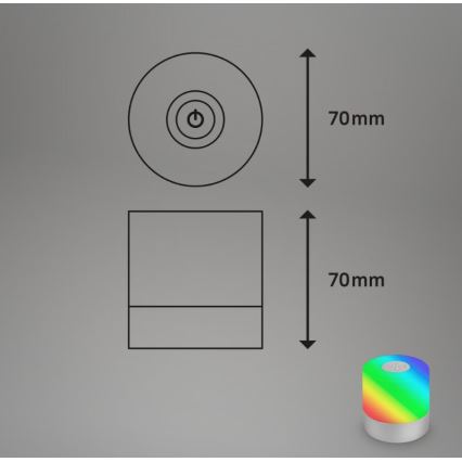 Briloner 7462014 - Lâmpada de mesa exterior recarregável LED RGB LED/1,5W/5V IP44 1200 mAh cromo fosco