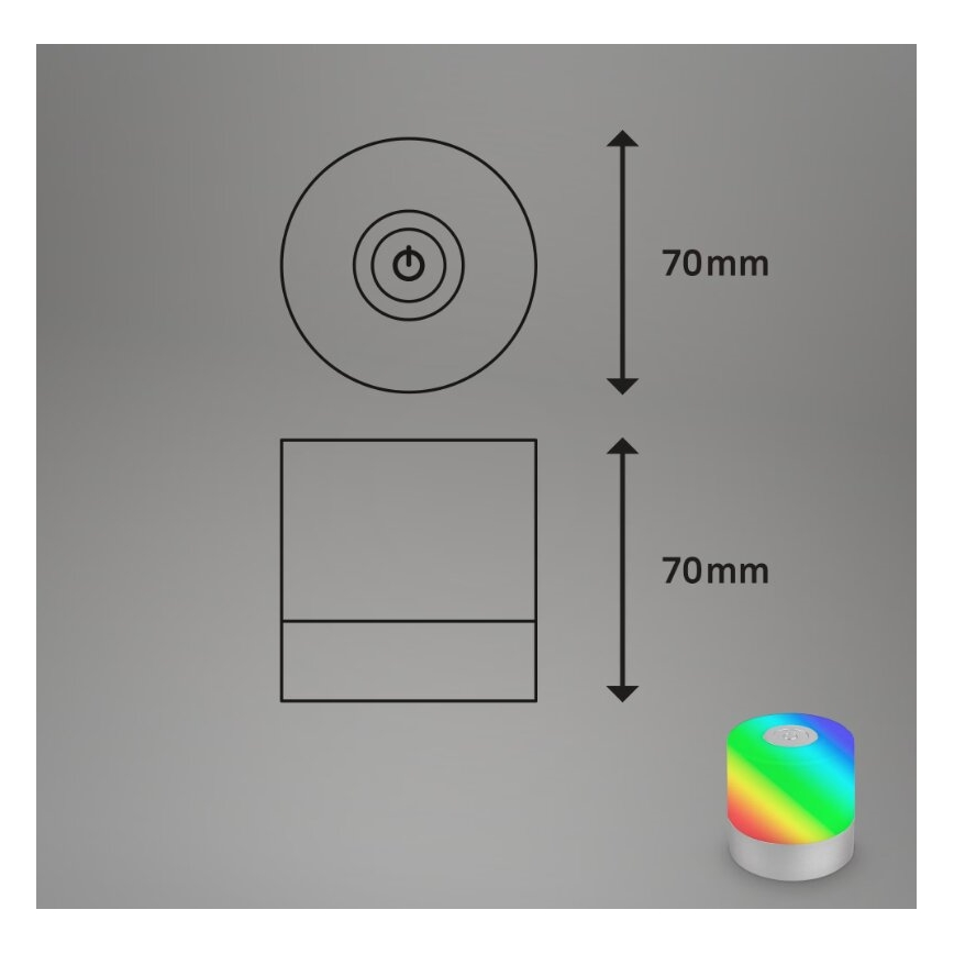 Briloner 7462014 - Lâmpada de mesa exterior recarregável LED RGB LED/1,5W/5V IP44 1200 mAh cromo fosco