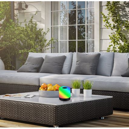 Briloner 7462015 - Lâmpada de mesa exterior recarregável LED RGB LED/1,5W/5V IP44 1200 mAh preta