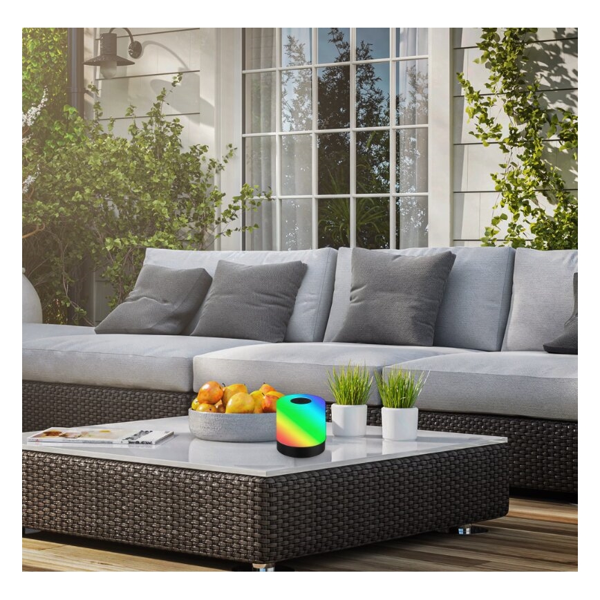 Briloner 7462015 - Lâmpada de mesa exterior recarregável LED RGB LED/1,5W/5V IP44 1200 mAh preta