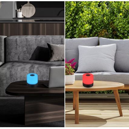 Briloner 7462015 - Lâmpada de mesa exterior recarregável LED RGB LED/1,5W/5V IP44 1200 mAh preta