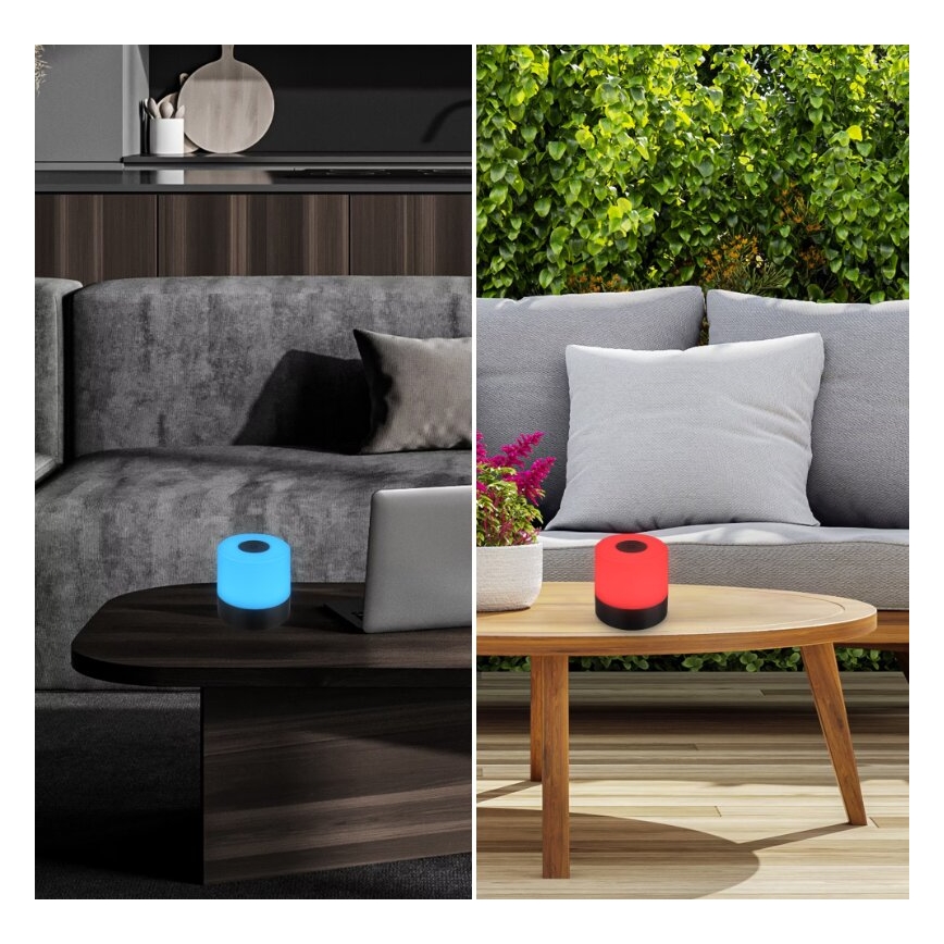 Briloner 7462015 - Lâmpada de mesa exterior recarregável LED RGB LED/1,5W/5V IP44 1200 mAh preta