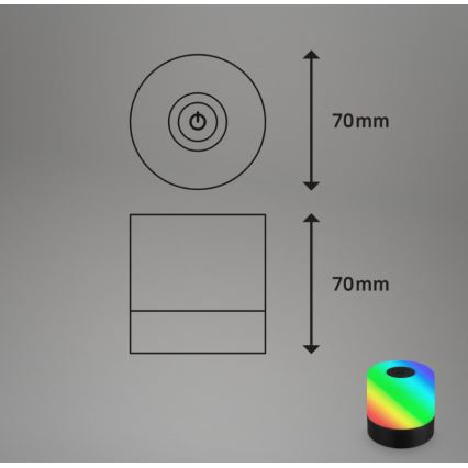 Briloner 7462015 - Lâmpada de mesa exterior recarregável LED RGB LED/1,5W/5V IP44 1200 mAh preta