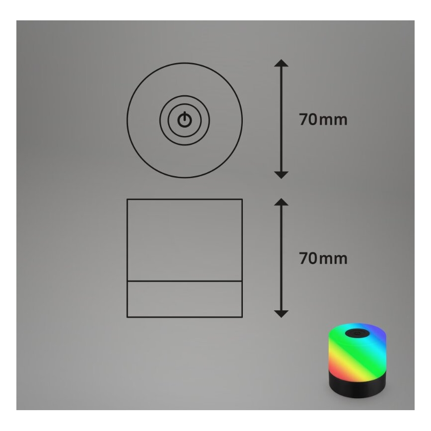 Briloner 7462015 - Lâmpada de mesa exterior recarregável LED RGB LED/1,5W/5V IP44 1200 mAh preta