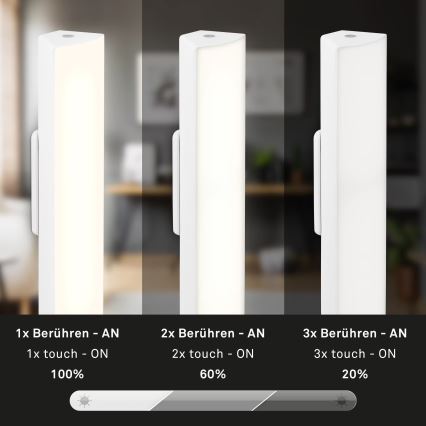 Briloner 7474-016 - Lâmpada de mesa exterior LED tátil dimmerizável recarregável 2 em 1 LED/7W/5V 2x2200 mAh USB 3000K IP44 branca