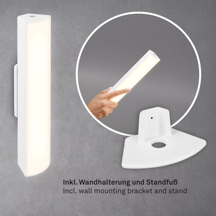 Briloner 7474-016 - Lâmpada de mesa exterior LED tátil dimmerizável recarregável 2 em 1 LED/7W/5V 2x2200 mAh USB 3000K IP44 branca