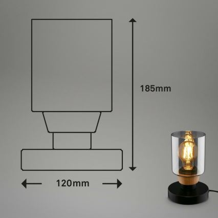 Briloner 7486015 - Candeeiro de mesa 1xE27/10W/230V preto
