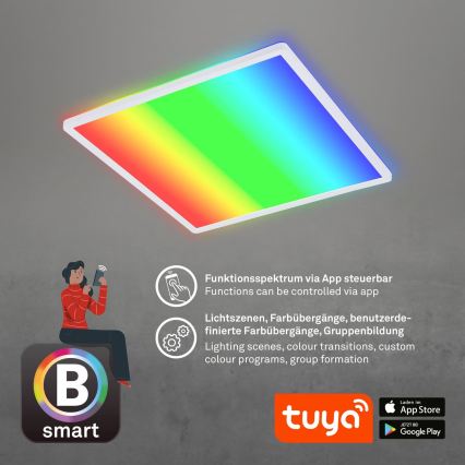 Briloner 7491-016 - LED RGBW Candeeiro de tecto regulável SMART LED/22W/230V 4000K 42x42 cm Wi-Fi Tuya + comando remoto