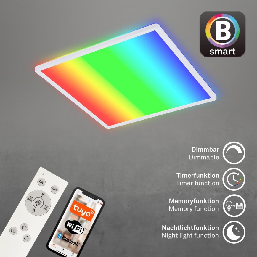 Briloner 7491-016 - LED RGBW Candeeiro de tecto regulável SMART LED/22W/230V 4000K 42x42 cm Wi-Fi Tuya + comando remoto