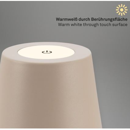 Briloner 7508011 - Lâmpada de mesa exterior recarregável LED regulável 2 em 1 LED/2,5W/5V IP44 bege