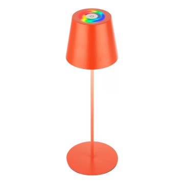 Briloner 7510012 - Lâmpada de mesa recarregável para exterior LED RGBW regulável CALIDA, LED 2,5W/5V, IP44, 1200 mAh, laranja