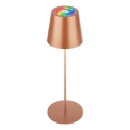 Briloner 7510013 - Lâmpada de Mesa Recarregável para Exterior LED RGBW Regulável CALIDA LED/2,5W/5V IP44 1200 mAh bronze