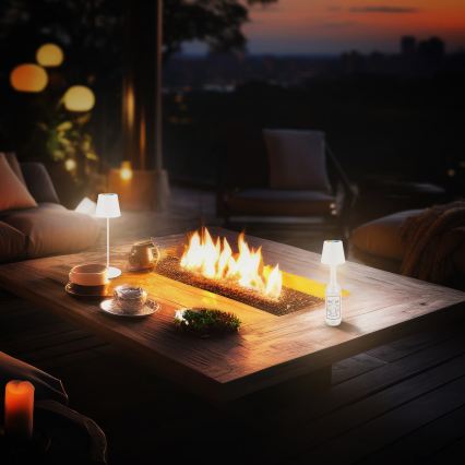 Briloner 7510016 - Lâmpada de Mesa Recarregável para Exterior CALIDA LED RGBW Dimerizável, LED/2,5W/5V, IP44, 1200 mAh, branca