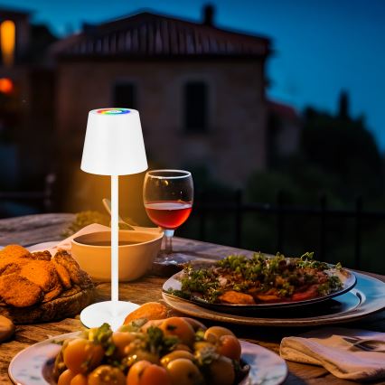 Briloner 7517016 - LED RGBW dimerizável lâmpada de mesa recarregável para exterior CILANO LED/3W/5V IP44 2000 mAh branca