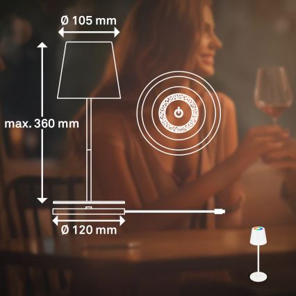 Briloner 7517016 - LED RGBW dimerizável lâmpada de mesa recarregável para exterior CILANO LED/3W/5V IP44 2000 mAh branca