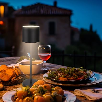 Briloner 7521015 - Lâmpada de mesa LED recarregável dimerizável para exterior SIGO LED/2,5W/5V IP44 2600 mAh preta