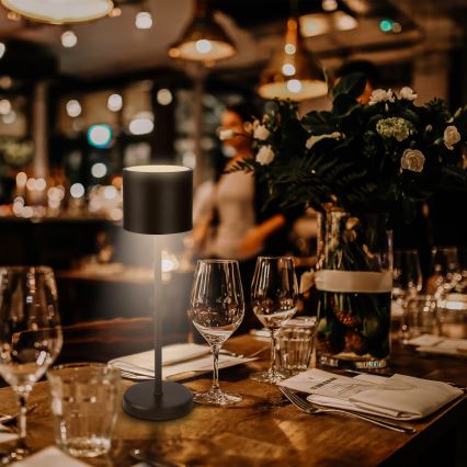 Briloner 7521015 - Lâmpada de mesa LED recarregável dimerizável para exterior SIGO LED/2,5W/5V IP44 2600 mAh preta