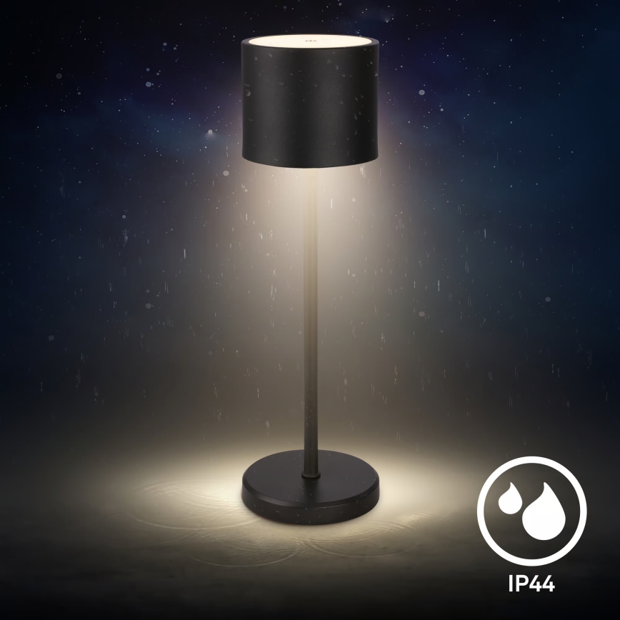 Briloner 7521015 - Lâmpada de mesa LED recarregável dimerizável para exterior SIGO LED/2,5W/5V IP44 2600 mAh preta