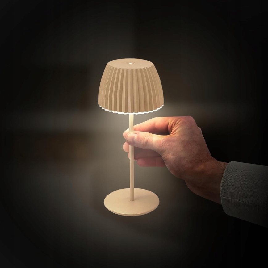 Briloner 7552-011 - Lâmpada de mesa para exterior MINI LED tátil recarregável e dimerizável, LED/1,5W/5V IP44 1800 mAh bege