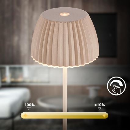 Briloner 7552-011 - Lâmpada de mesa para exterior MINI LED tátil recarregável e dimerizável, LED/1,5W/5V IP44 1800 mAh bege