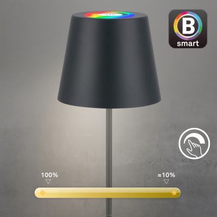 Briloner 7559015 - Lâmpada de mesa exterior recarregável LED RGB dimerizável COLORIS LED/3,5W/5V IP44 2000 mAh antracite Wi-Fi Tuya