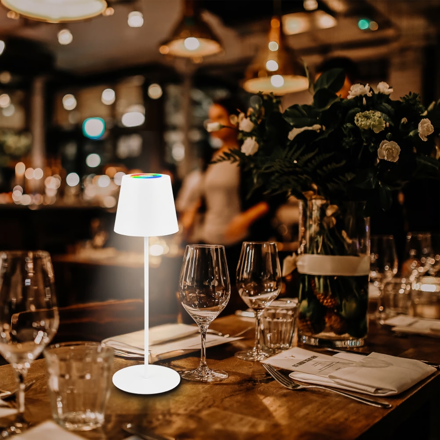 Briloner 7559016 - Lâmpada de mesa exterior recarregável e regulável LED RGB COLORIS, LED 3,5W/5V, IP44, 2000 mAh, Wi‑Fi compatível com Tuya