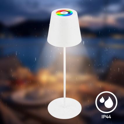 Briloner 7559016 - Lâmpada de mesa exterior recarregável e regulável LED RGB COLORIS, LED 3,5W/5V, IP44, 2000 mAh, Wi‑Fi compatível com Tuya