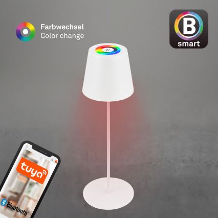 Briloner 7559016 - Lâmpada de mesa exterior recarregável e regulável LED RGB COLORIS, LED 3,5W/5V, IP44, 2000 mAh, Wi‑Fi compatível com Tuya