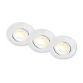 Briloner 7586036 - Conjunto 3x luminária LED de encastrar para casa de banho KLIRA LED/4,9W/230V 2500/3000/4000K IP23 branca