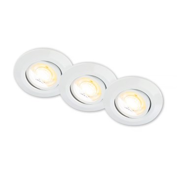 Briloner 7586036 - Conjunto com 3x luminárias de embutir para banheiro KLIRA LED/4,9W/230V 2500/3000/4000K IP23 brancas